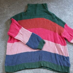 American Eagle Outfitters Multicolor Striped Turtleneck Sweater